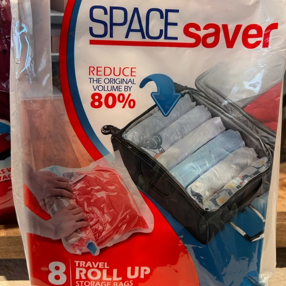 Space Saver Vacuum Seal Storage Bags Hanger 4pk & Travel 8pk